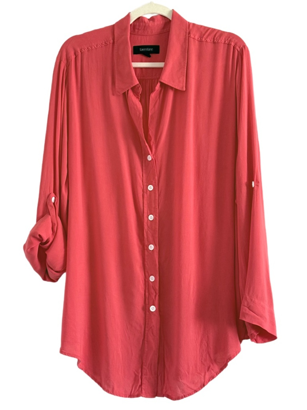 🌻 Karen Kane Coral-red Button Down Shirt 2X - Picture 7 of 7